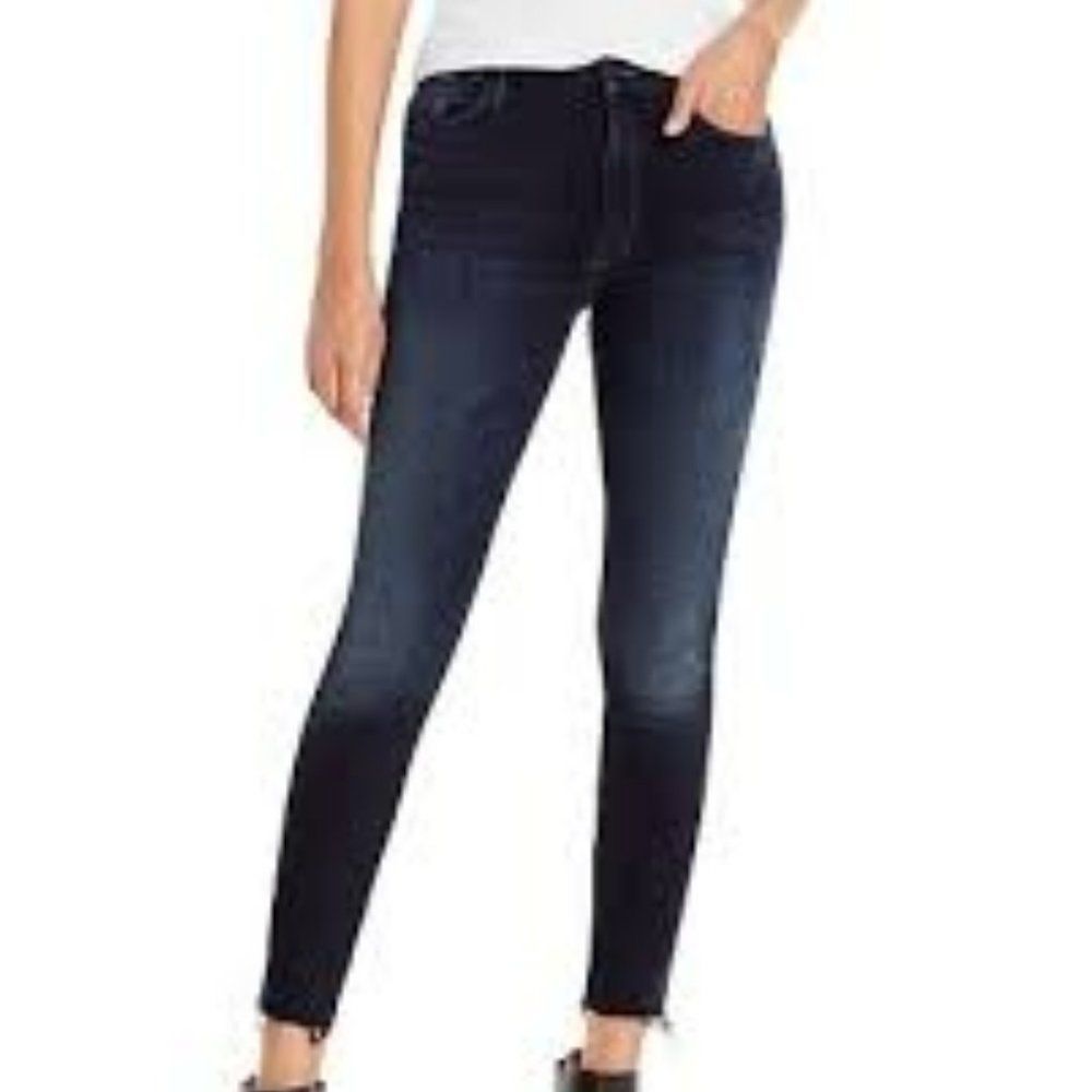 Mother Looker Ankle Fray Dark Wash Super Soft Skinny Jeans Size 28- Retail $238